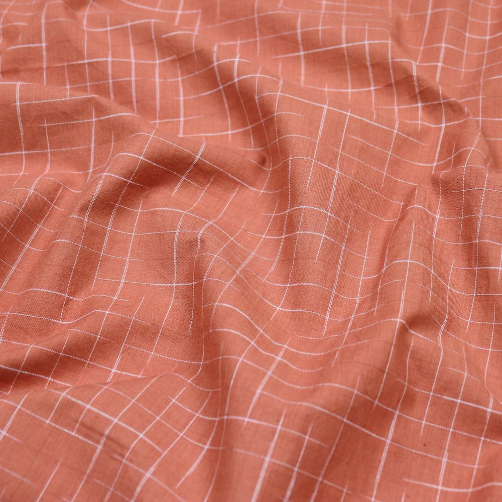cinnamon check cotton fabric for sustainable sewing