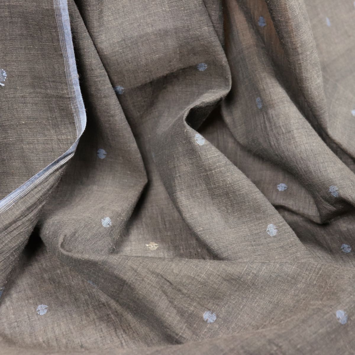 blue and brown jamdani handloom cotton fabric