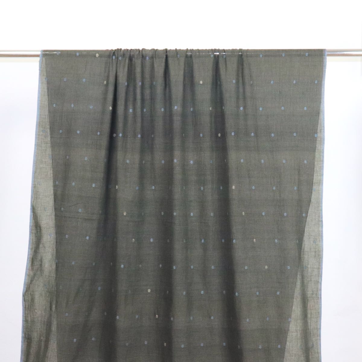 blue and brown jamdani handloom cotton fabric
