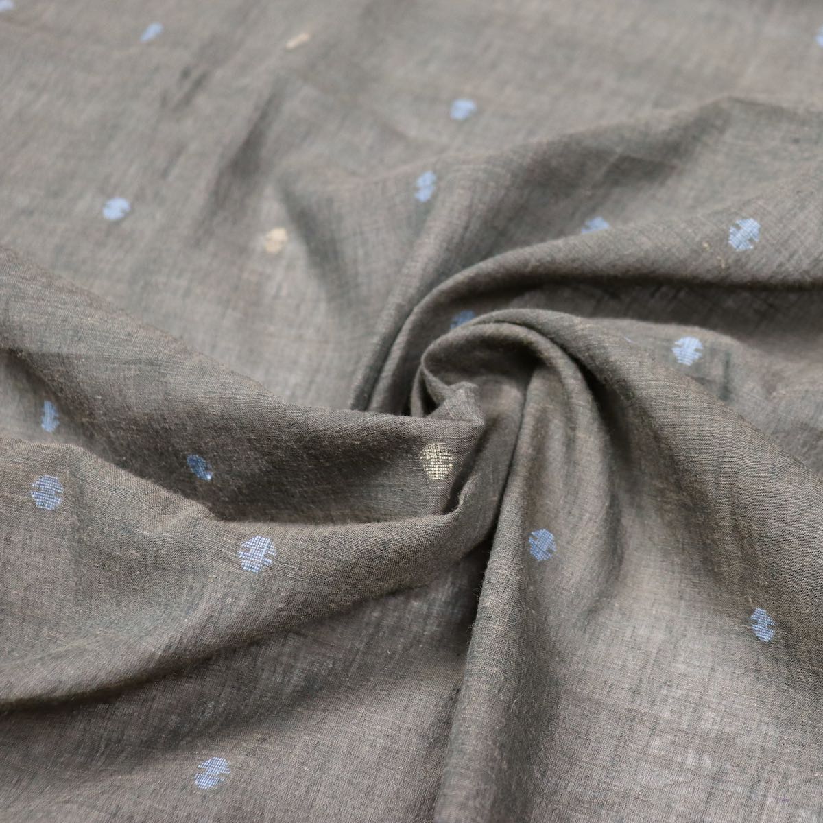 blue and brown jamdani handloom cotton fabric