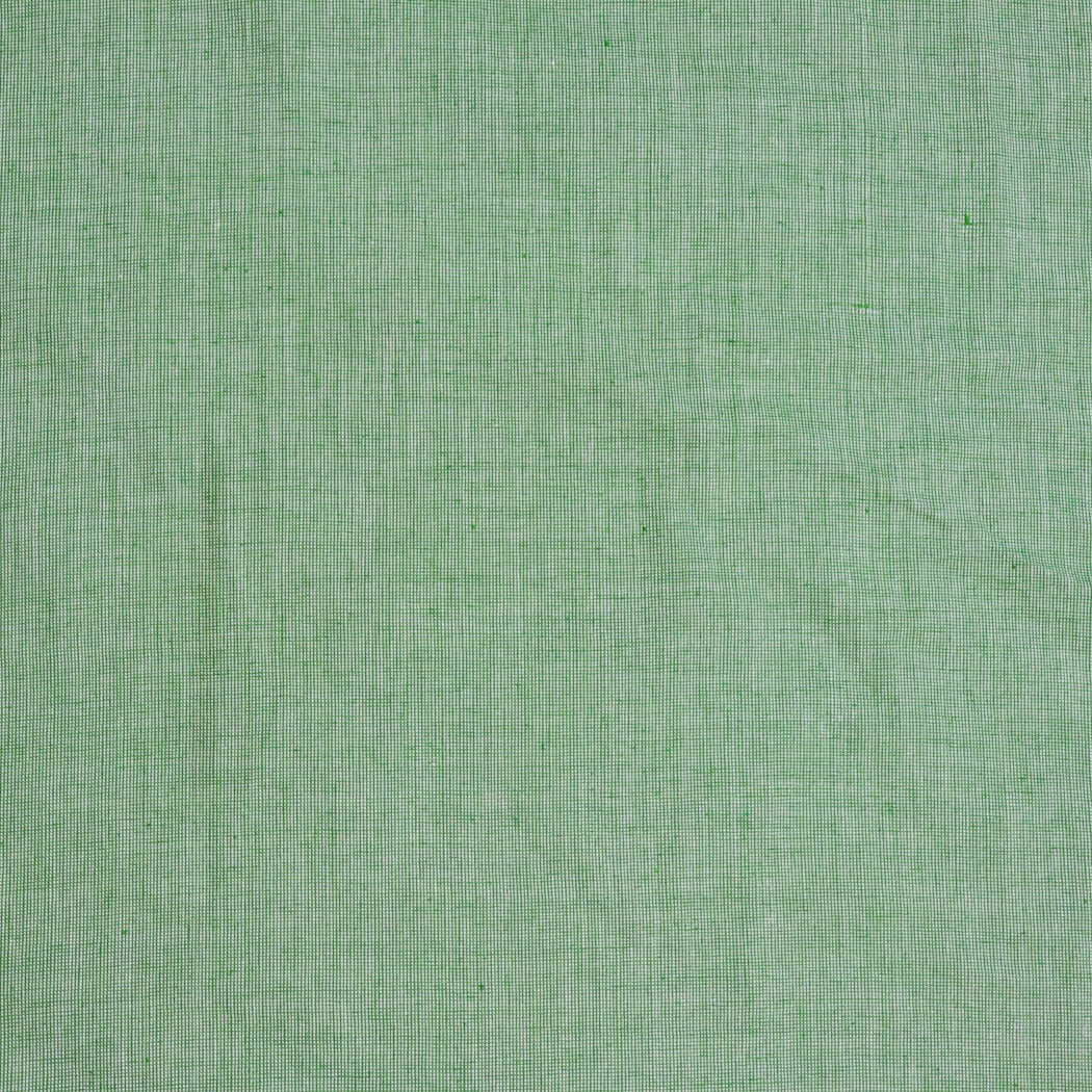 green and white yarn dyed micro check handloom cotton fabric
