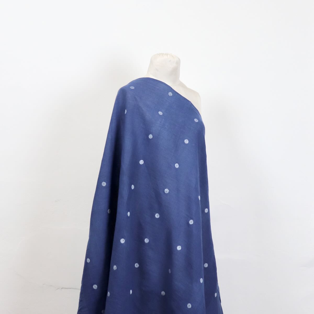 natural indigo jamdani polka dot fabric