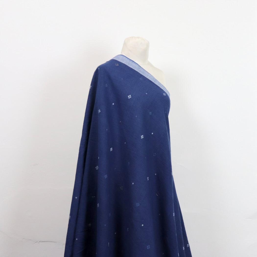 natural indigo jamdani handloom cotton fabric