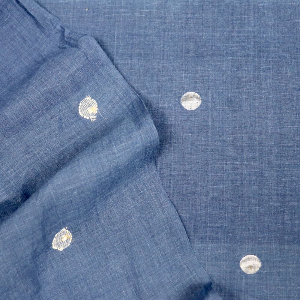 natural indigo jamdani polka dot fabric