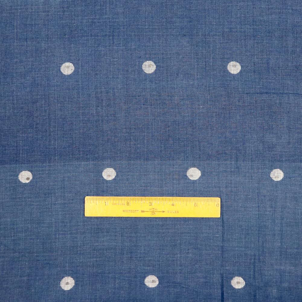 natural indigo jamdani polka dot fabric