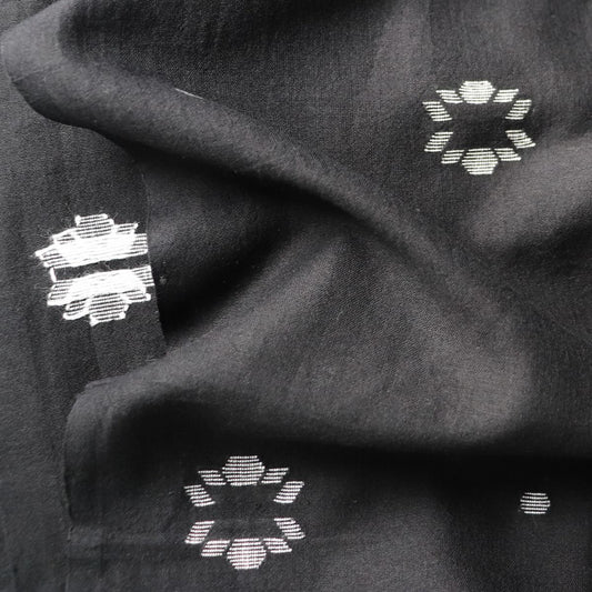black and white jamdani floral weave fabric