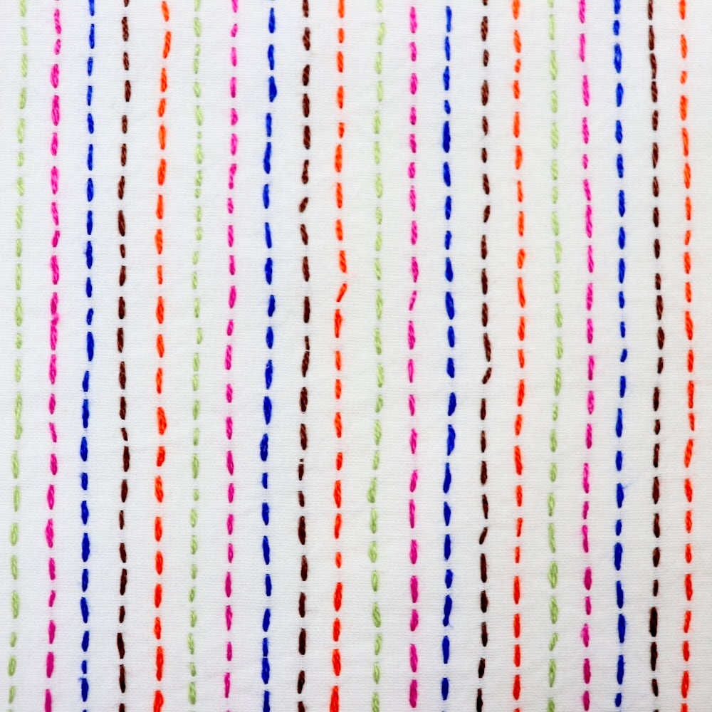 colorful embroidered kantha cotton yardage