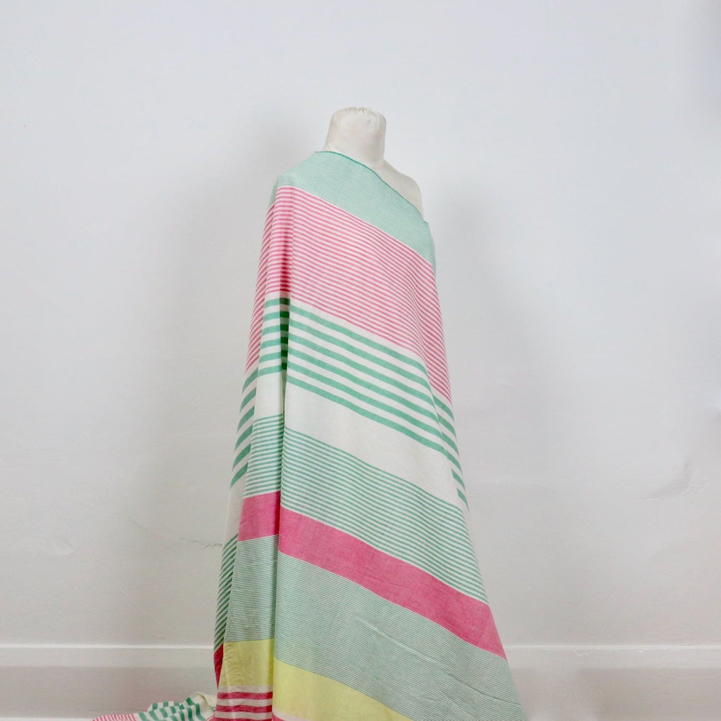 Swatch — All Sorts of Stripes Handloom Cotton — Peony