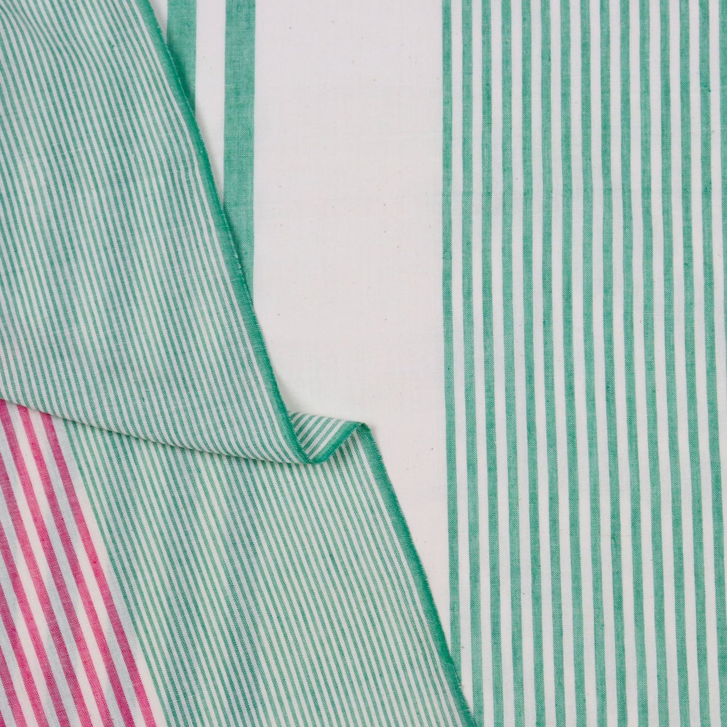 Swatch — All Sorts of Stripes Handloom Cotton — Peony