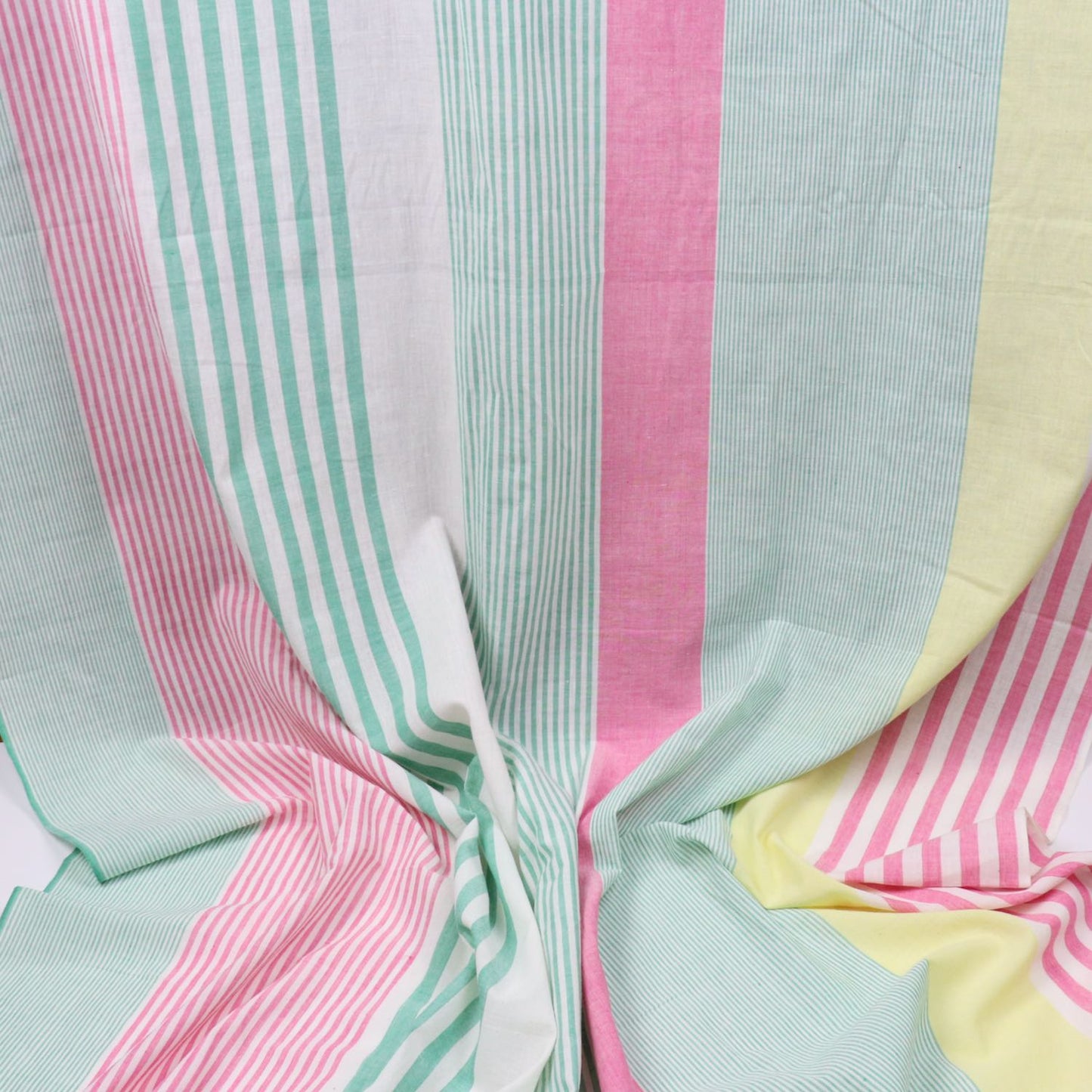 Swatch — All Sorts of Stripes Handloom Cotton — Peony