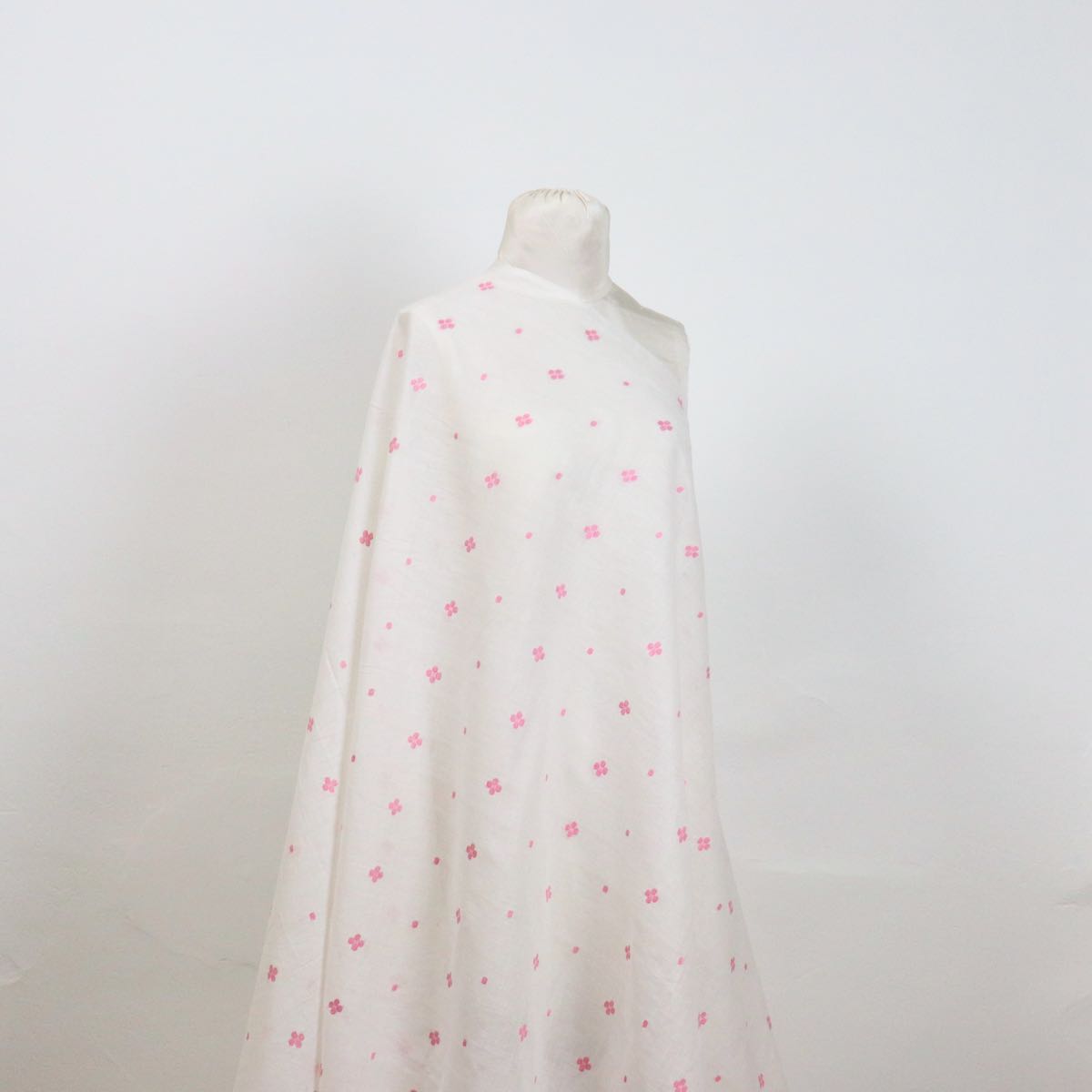 Pink Flower Jamdani Handwoven Cotton Fabric