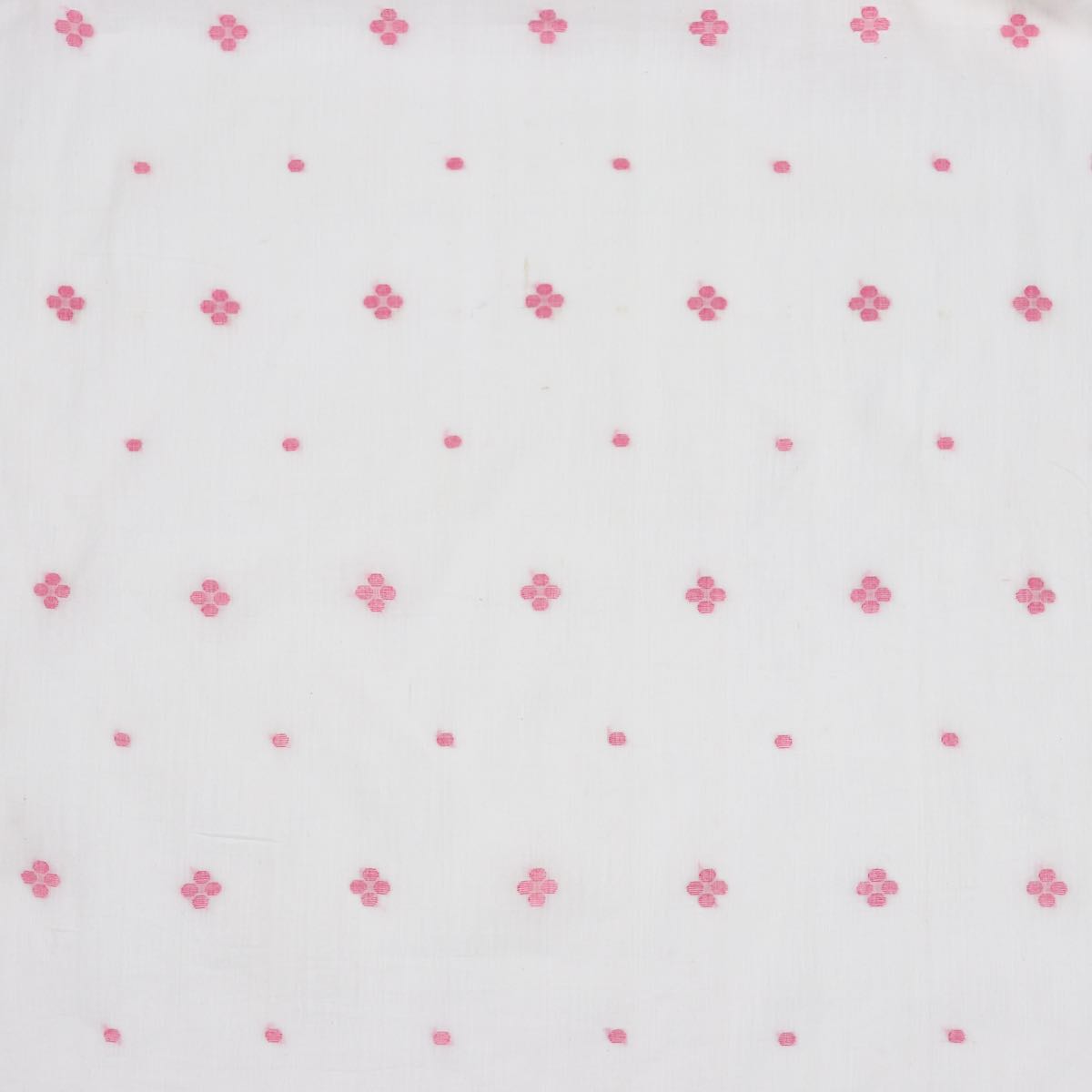 Pink Flower Jamdani Handwoven Cotton Fabric