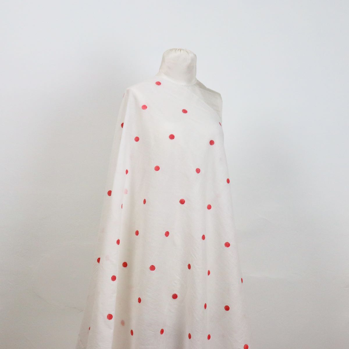 Red Polka Dots Cotton Handloom Jamdani Fabric