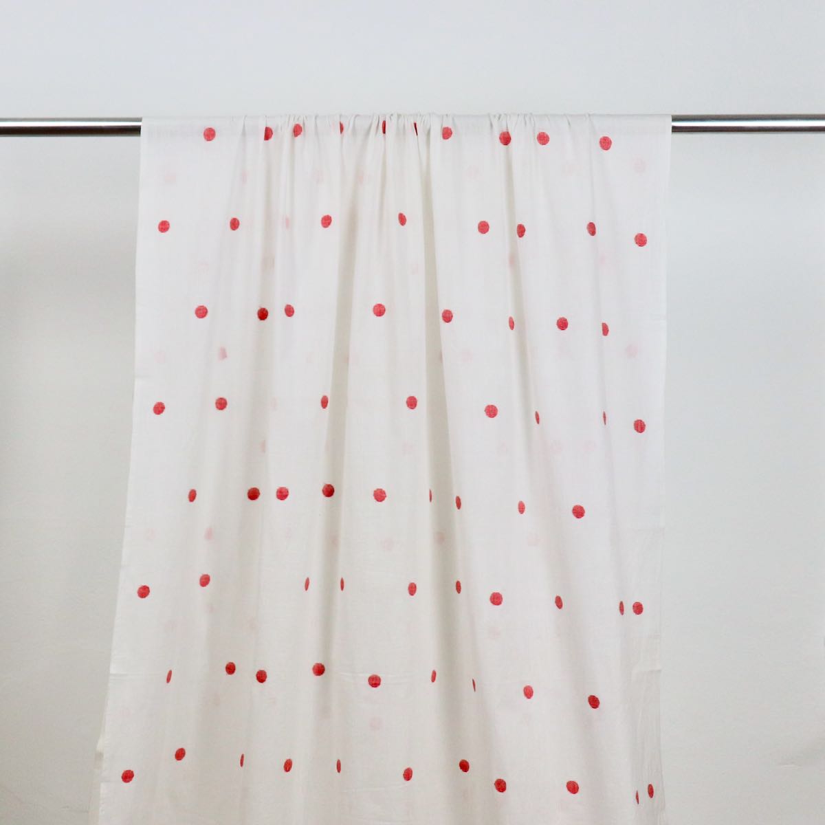 Red Polka Dots Cotton Handloom Jamdani Fabric