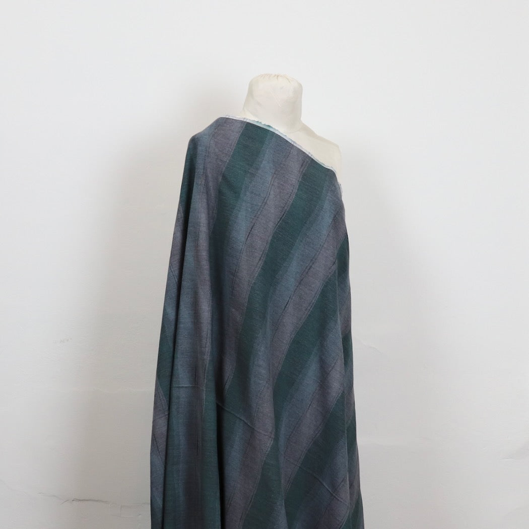 green yarn dyed stripe cotton fabric Kobayashi