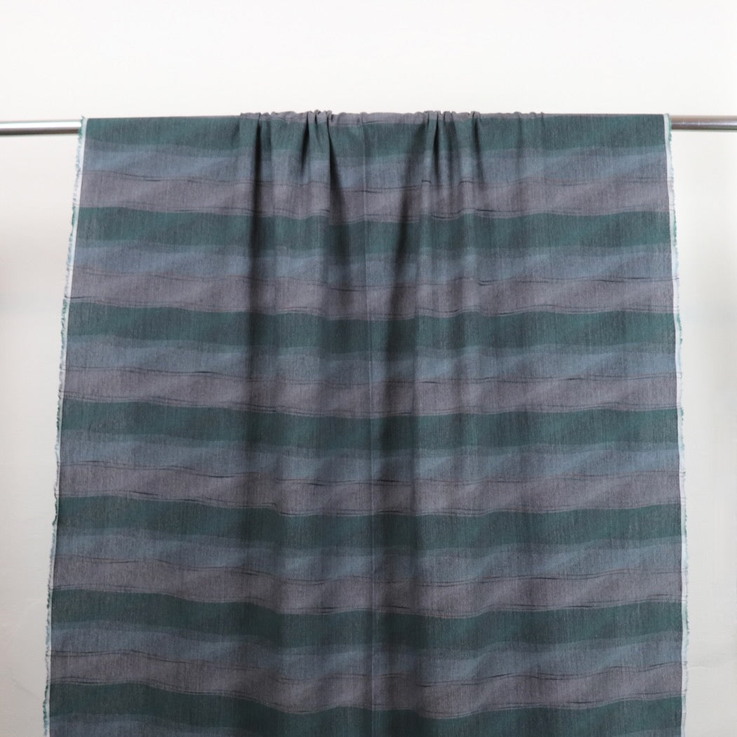 green yarn dyed stripe cotton fabric Kobayashi