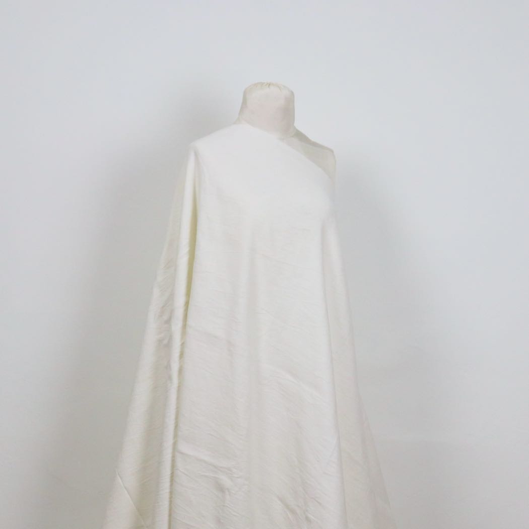 white linen cotton blend twill handwoven fabric