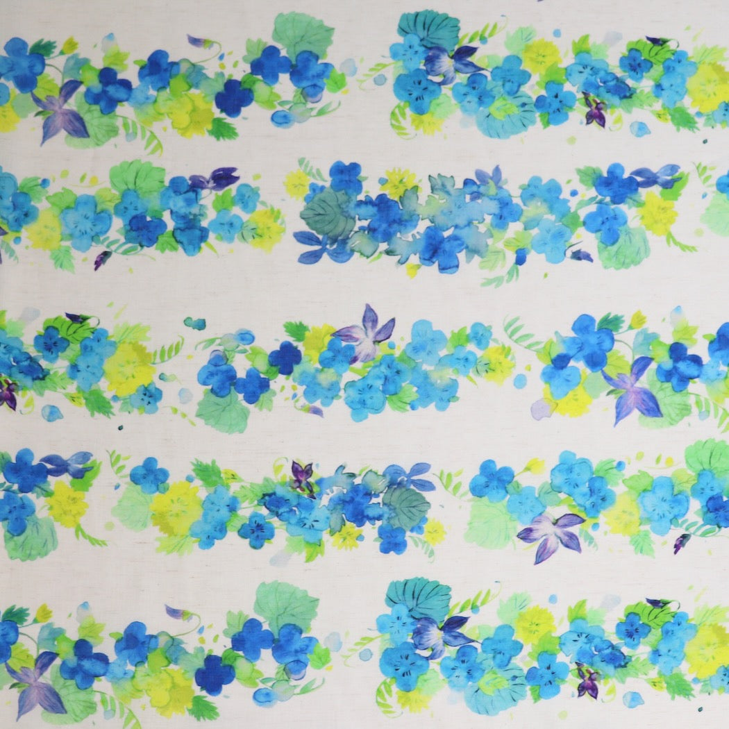 haru saku ao yui floral print cotton linen fabric kokka EGX-6408-1A