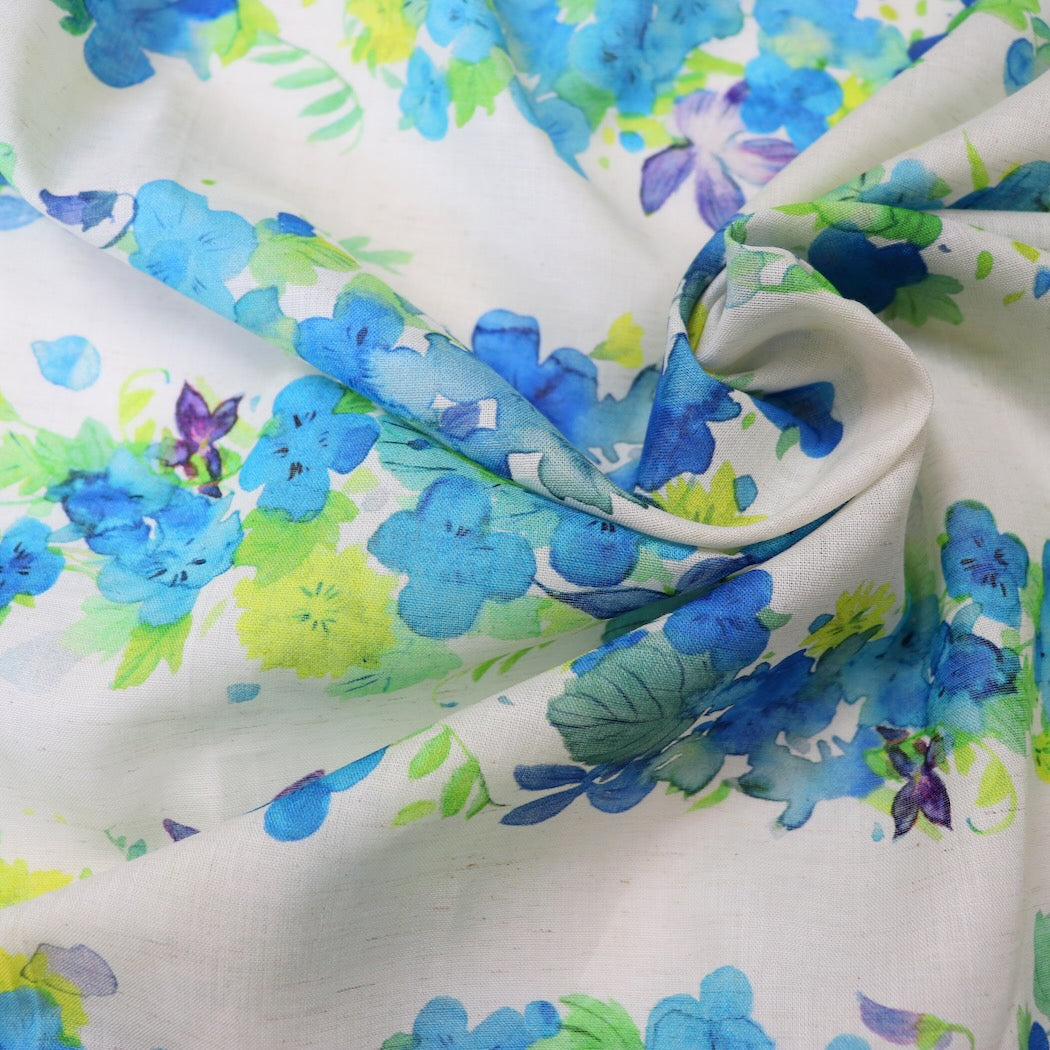 haru saku ao yui floral print cotton linen fabric kokka EGX-6408-1A