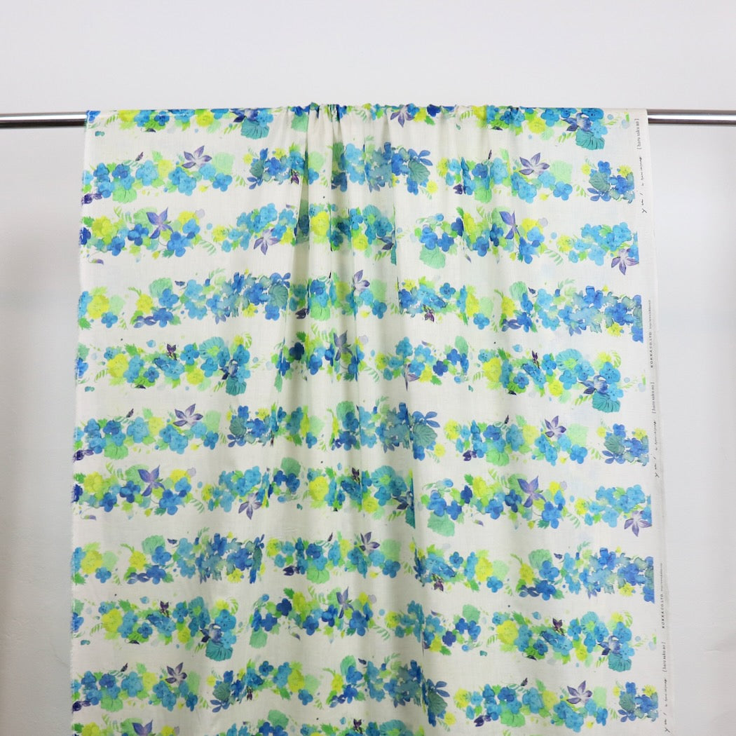 haru saku ao yui floral print cotton linen fabric kokka EGX-6408-1A