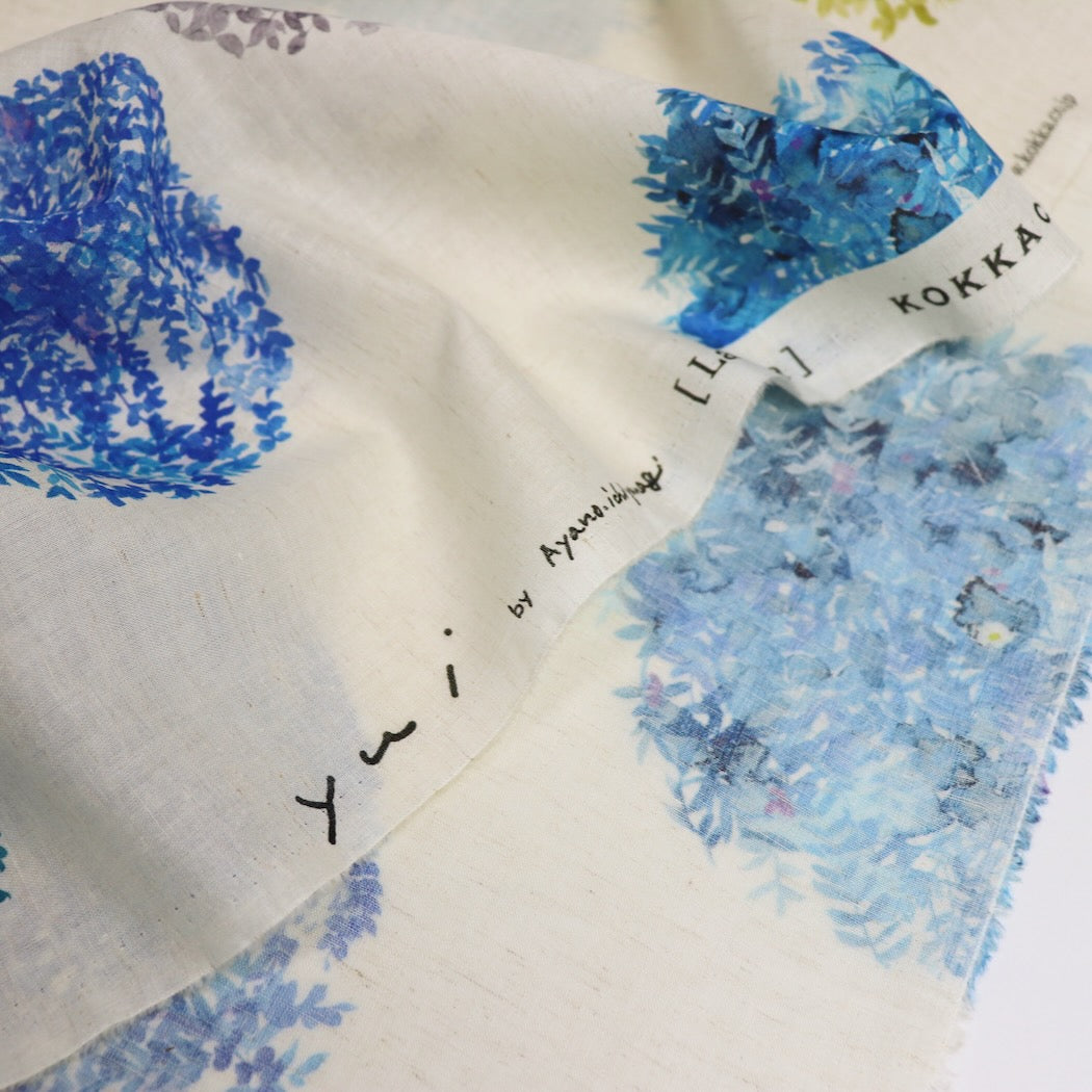 yui floral print cotton linen fabric kokka EGX-6411-1A