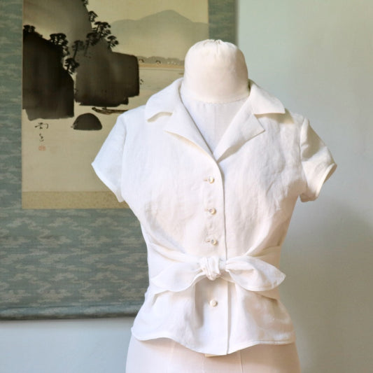 Pattern Hack: Retro Tie Blouse in Handwoven Linen: Part I