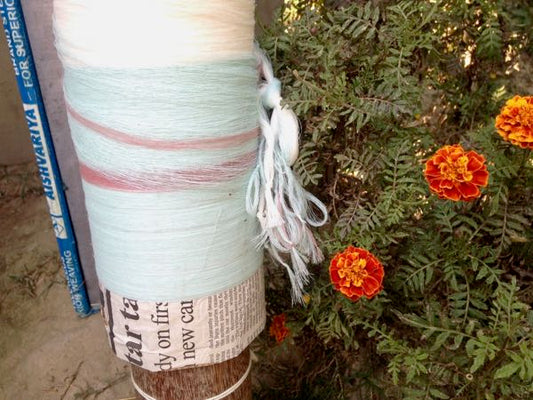 warp threads prepared for handloom weaving