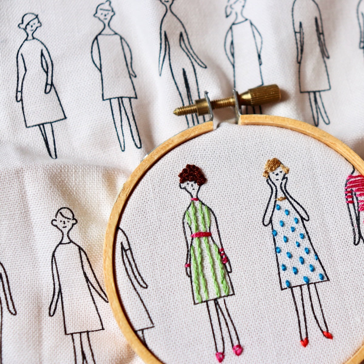 100 ladies  embroidery fabric example