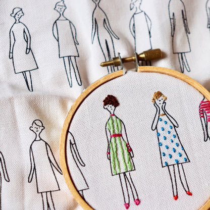 100 ladies  embroidery fabric example