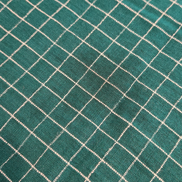 Emerald Check Handloom Cotton — 2 Yard Remnant — Imperfect