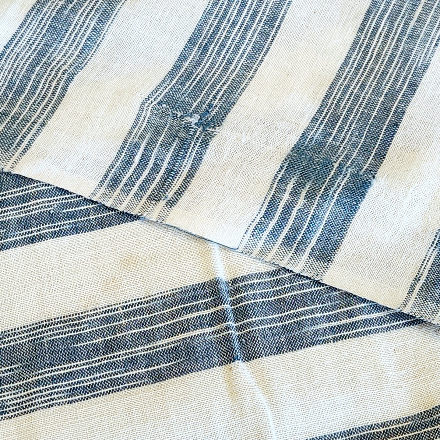 Ocean Stripes Handloom Cotton — 1.5 Yard Remnant — Imperfect