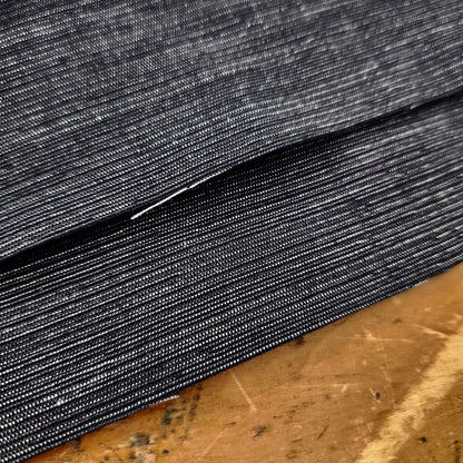 black yarn-dye fabric from Japan with light crossgrain stripes