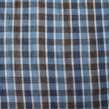 nautral indigo blue checked cotton fabric handwoven striped shirting