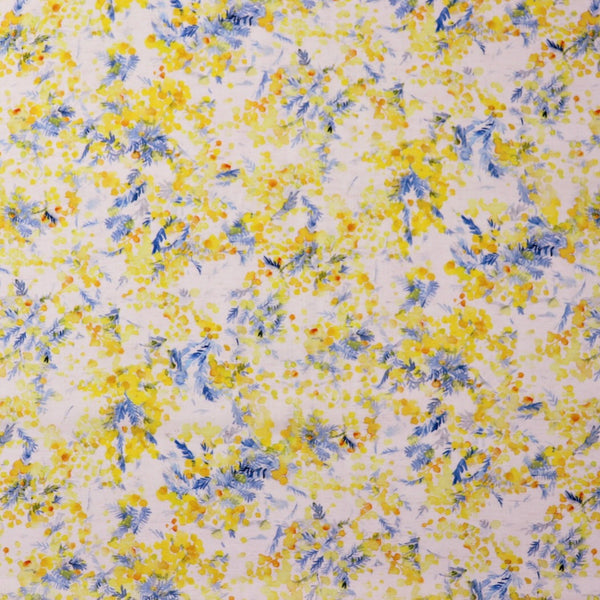 mimosa yui floral print cotton linen fabric kokka EGX-6407-1A