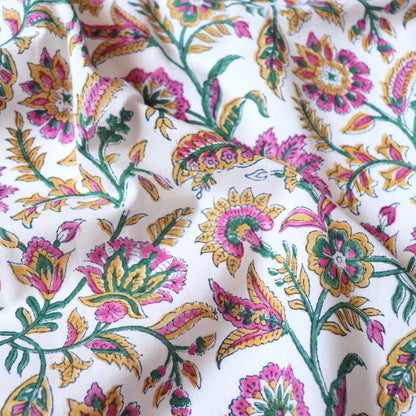 Scrolloping Floral Block Print Cotton