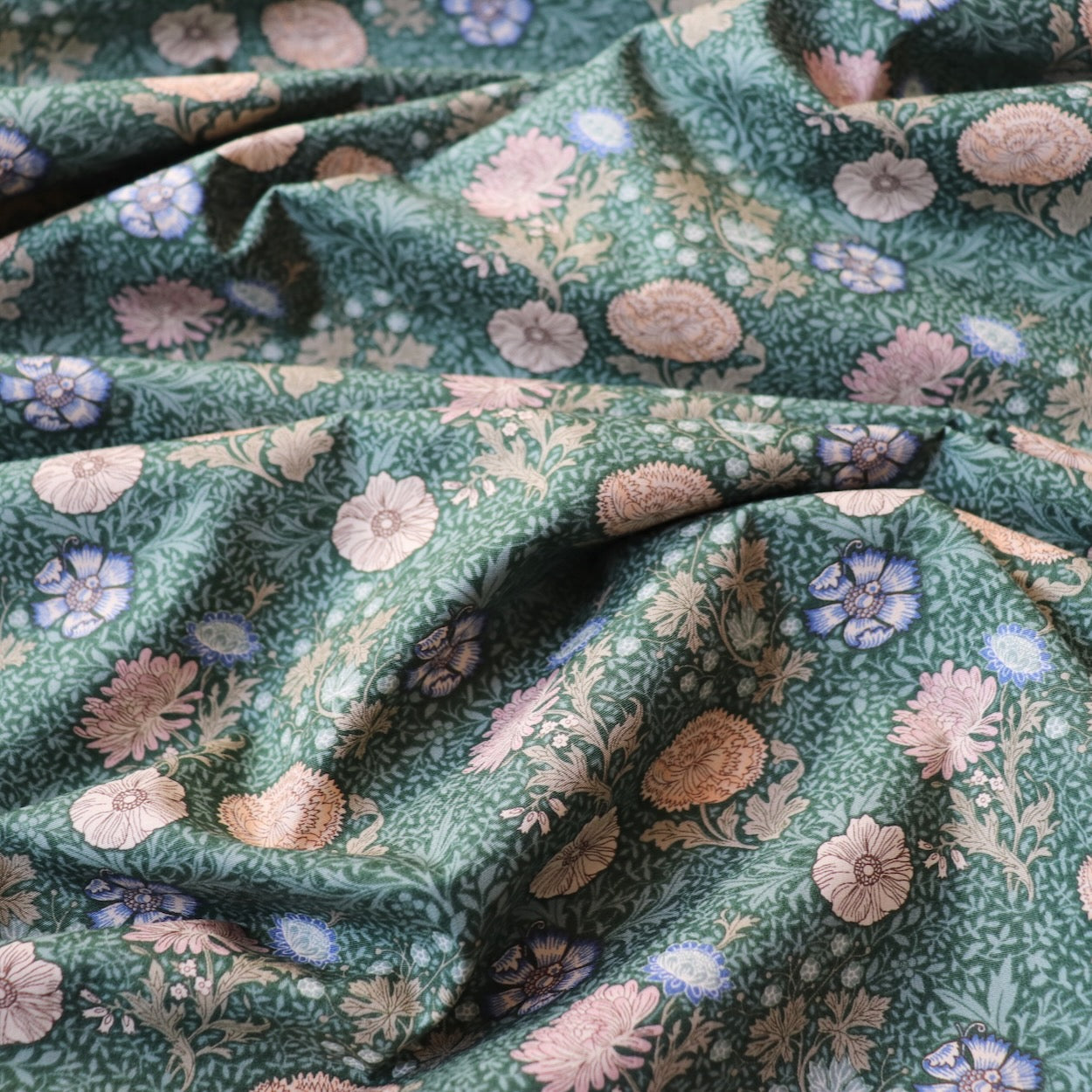 Swatch — Morrisian Floral Japanese Cotton — Ivy Green