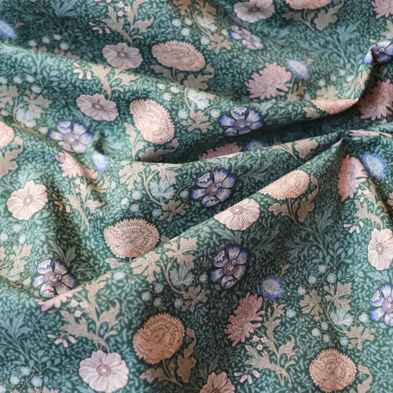 Swatch — Morrisian Floral Japanese Cotton — Ivy Green