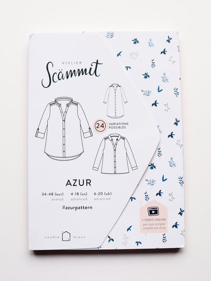 azur shirt or dress sewing pattern by atelier scammit