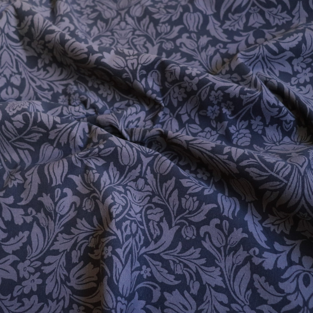 Damask Print Pinwale Corduroy — Gray Violet