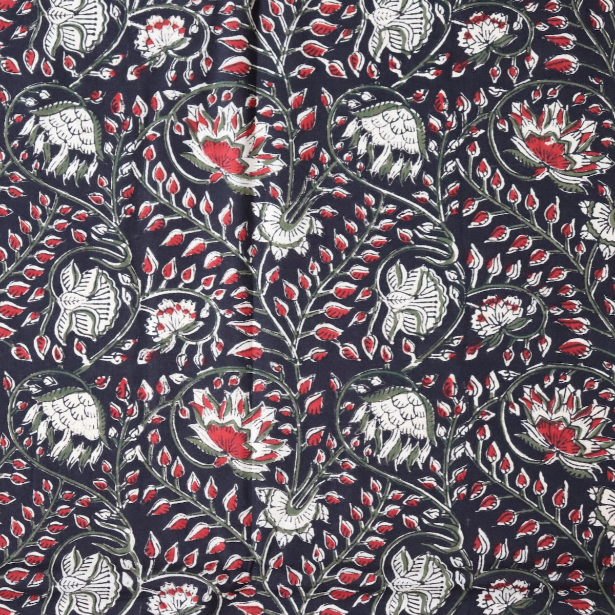 Ebony Vines Block Print Cotton