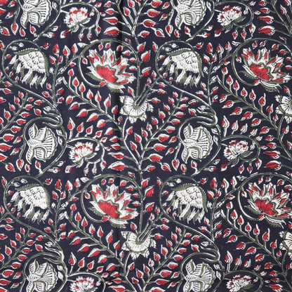Ebony Vines Block Print Cotton