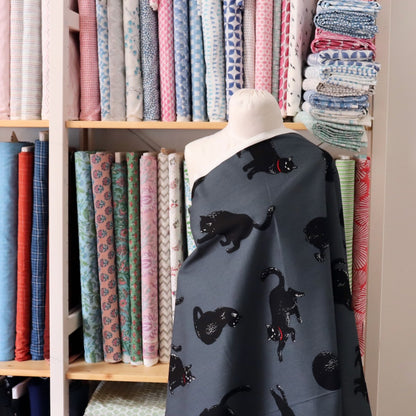 Black Cat Japanese Cotton — Petrol Blue