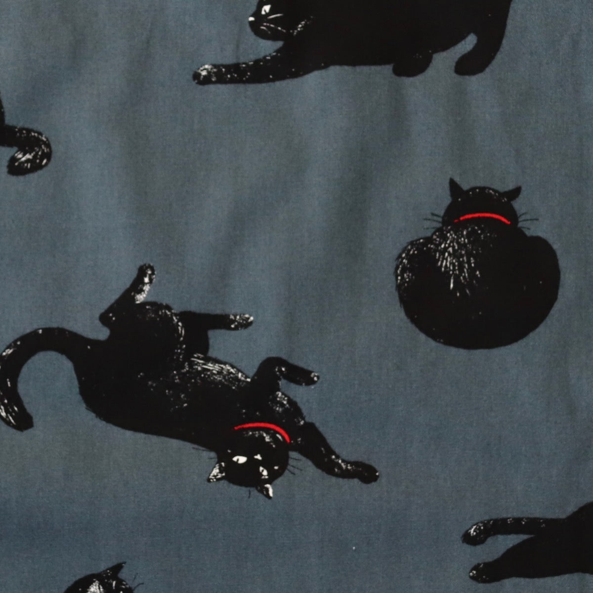 black cats with red collars Japanese printed cotton fabric