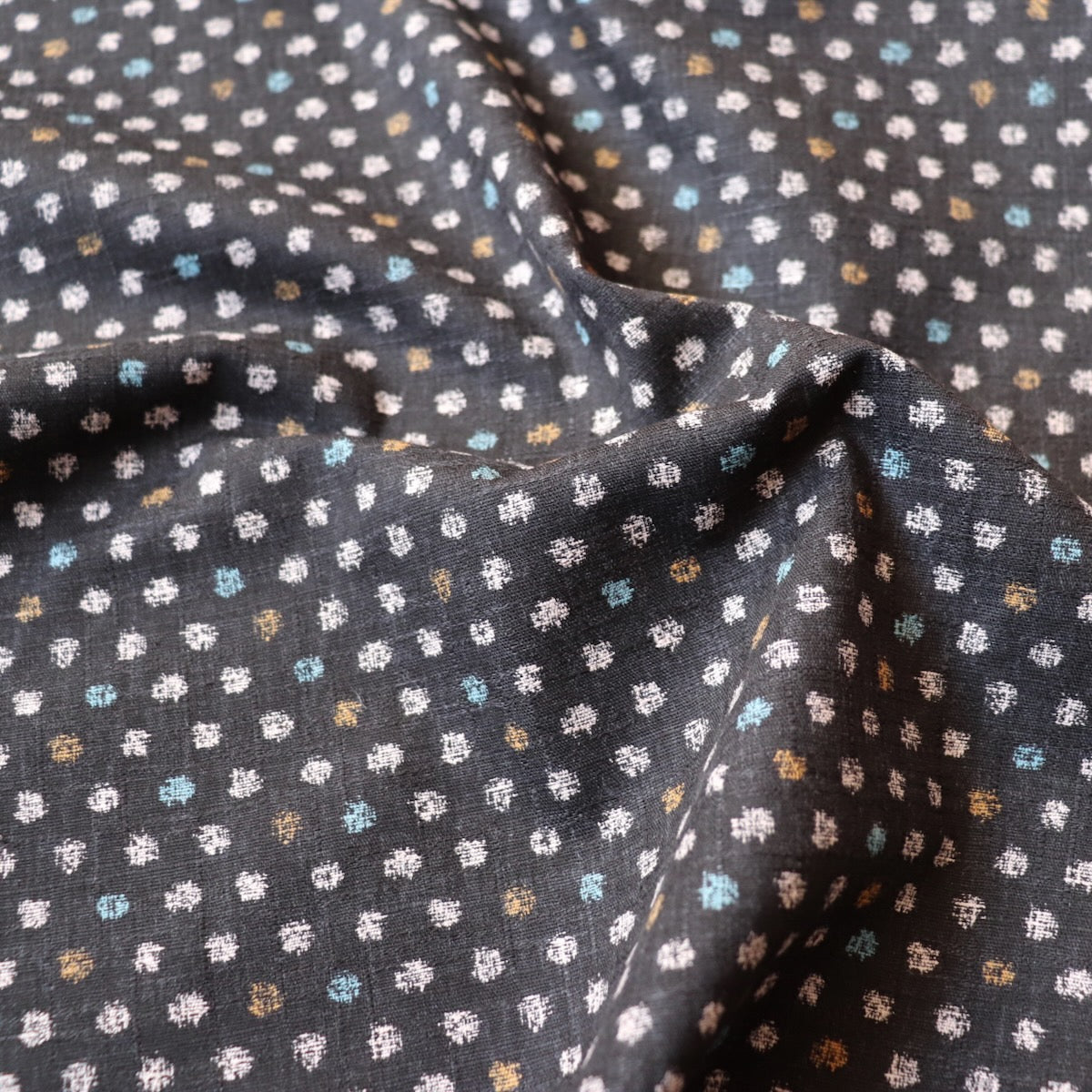 black cotton dobby print fabric from Japan