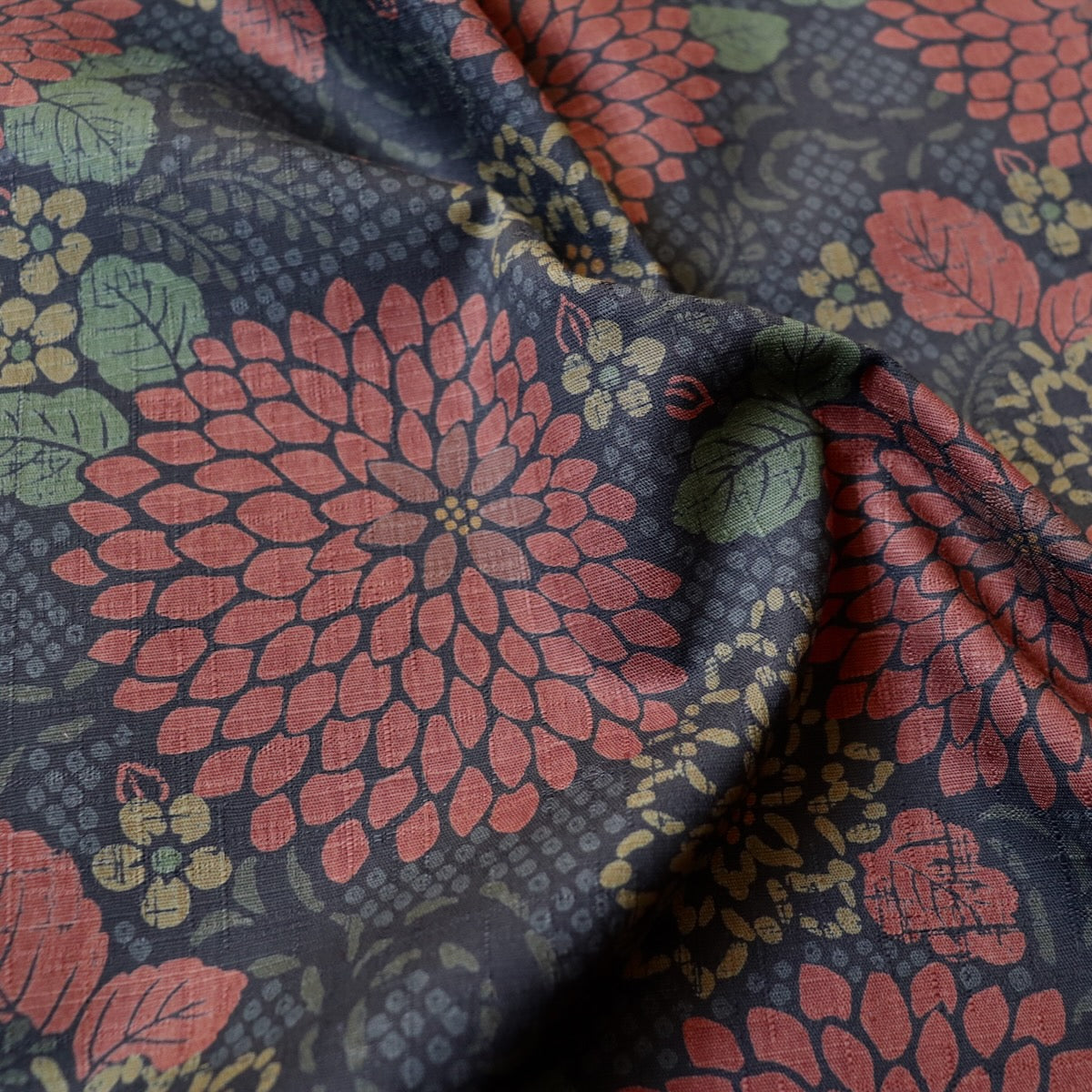 Dark Floral Dobby Cotton Print