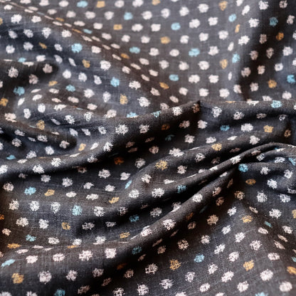 black cotton dobby print fabric from Japan