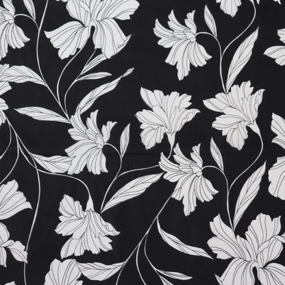 black and white floral print cotton fabric made by Hokkoh Japan fine quality dress material