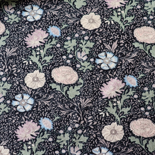 Morrisian Floral Japanese Cotton — Black