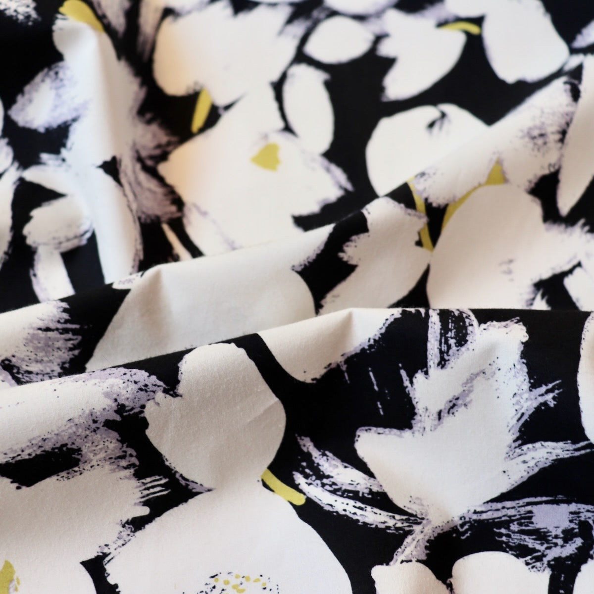 Brushstroke Floral Cotton — Black
