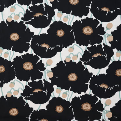 black giant poppy print linen cotton fabric made in japan